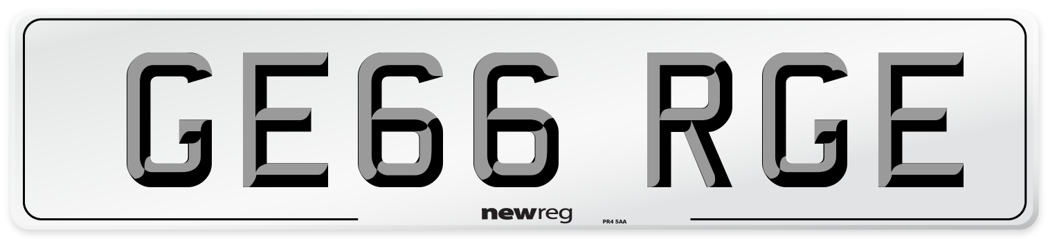 GE66 RGE Number Plate from New Reg